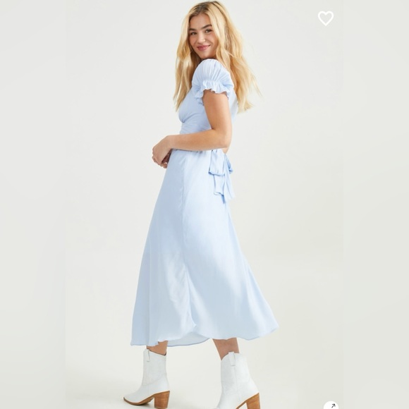 NWT Altar’d State Julia Cross Midi Dress Light Blue Medium - Picture 2 of 7